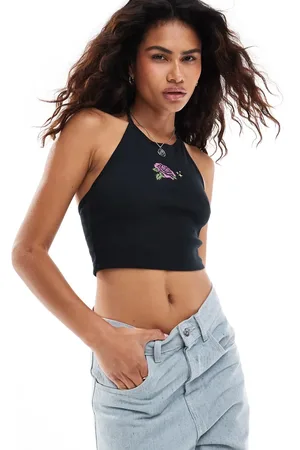 Santa Cruz Top med halterneck og broderi