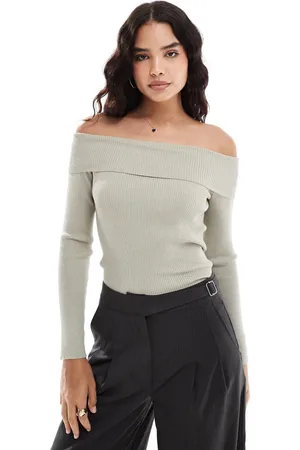 VERO MODA Strikket top med offshoulder-snit i -Neutral