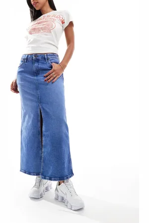Wrangler Blå maxinederdel i denim