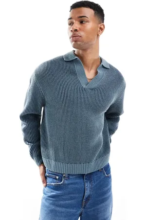 ASOS Oversized og ribstrikket poloskjorte med halshak