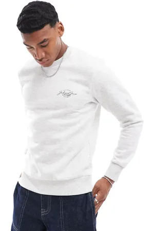 JACK & JONES Hvid sweatshirt med rund hals og tekstlogo