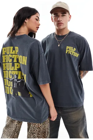 ASOS Unisex - Oversized t-shirt med licenseret Pulp Fiction-print i forvasket sort