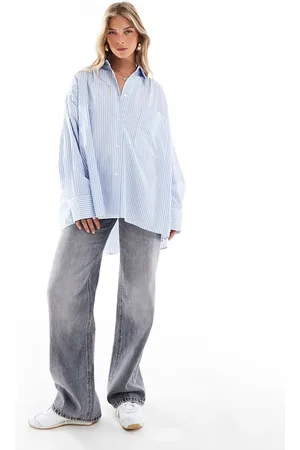 ASOS Oversized skjorte med rynkedetalje og blå striber