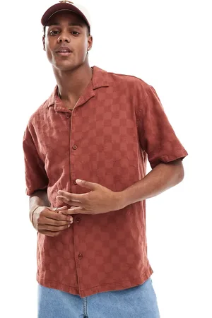Pull&Bear Skjorte med ternede detaljer-Brun
