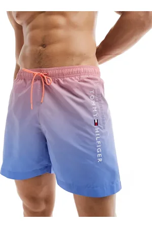 Tommy Hilfiger Original - Mellemlange badeshorts med løbesnor og koralrødt ombre-look-Orange