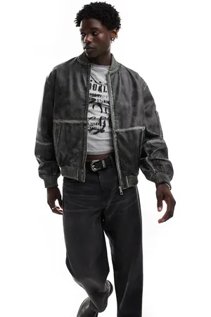 ASOS Premium - Oversized bomber-jakke i ægte, læder med slidt finish