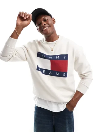 Tommy Hilfiger Offwhite sweatshirt med stort flaglogo