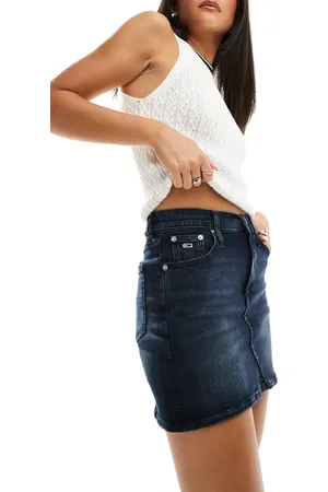 Tommy Hilfiger Izzie - Denim-mininederdel i mørk vask-Blå