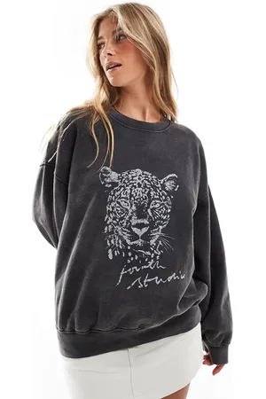 4th & Reckless Sweatshirt med leopardmotiv i
