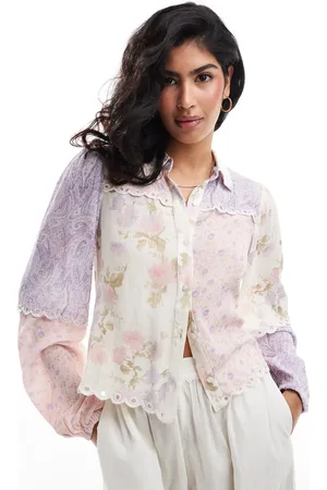 Miss Selfridge Western-skjorte med forskellige print i krølstof