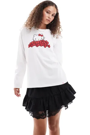 Daisy Street Oversized og langærmet T-shirt med grafisk Hello Kitty-sløjfeprint