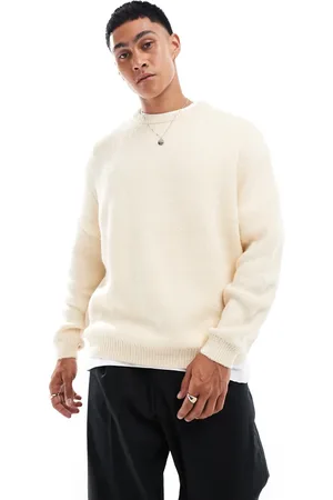 ASOS Oversized og beige trøje i børstet strik-Neutral