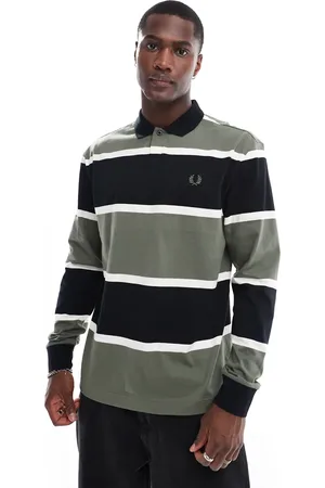 Fred Perry Langærmet polotrøje i tykke og grønne og sorte striber