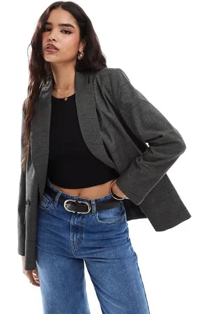 ASOS Grå dobbeltradet blazer med tern