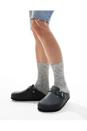 Birkenstock Unisex - Boston - Sorte clogs i olieret læder