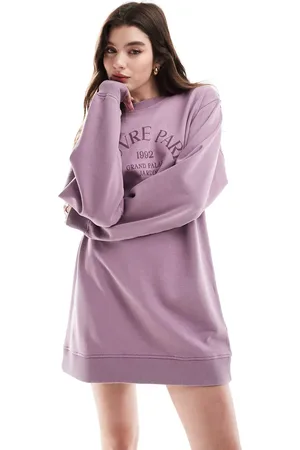 ASOS Forvasket lyslilla sweatshirt-minikjole med 