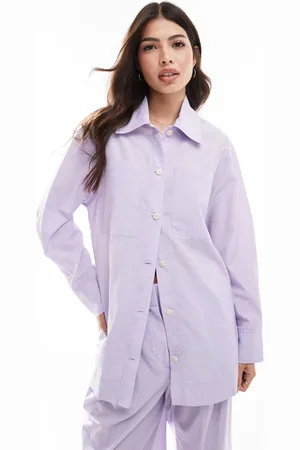 MANGO Oversized skjorte med striber - Del af sæt