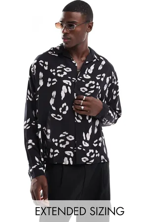 ASOS Oversized skjorte med reverskrave og leopardprint i
