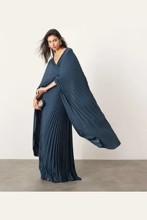 ASOS Plisseret maxikjole med snoet detalje og ærmer med svaj i