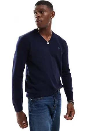 Ralph Lauren Strikket trøje med V-hals og ikonlogo i kraftig bomuld