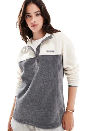 Columbia Benton Springs II - Grå pullover-fleecetrøje med kort trykknapstolpe