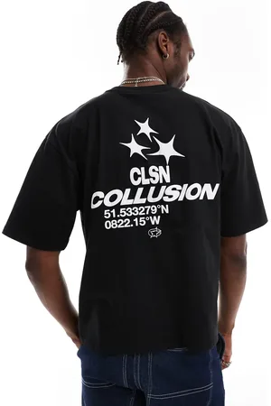 COLLUSION T-shirt med firkantet skate fit og retro puff-design