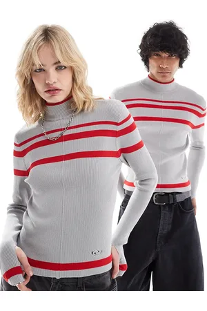 Reclaimed Unisex - Strikket top med røde striber