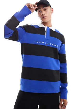 Tommy Hilfiger Strikket rugby-trøje med blå/sorte striber