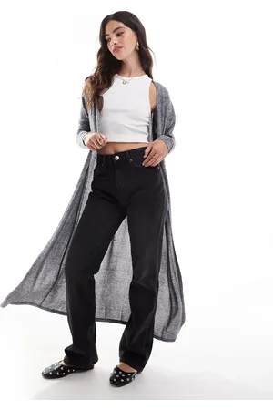 VERO MODA Mellemgrå, melerede og blød longline-cardigan