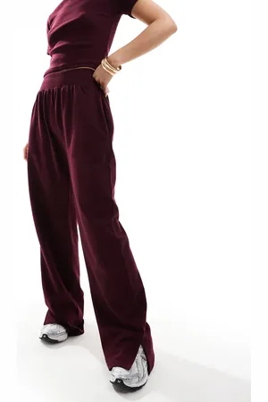 Kaiia Bordeaux joggingbukser med vide ben - Del af sæt-Rød