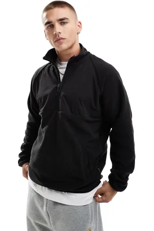 JACK & JONES Fleecetrøje med nylonpanel og kort lynlås