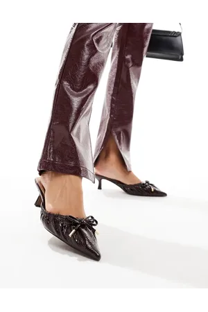 River Island Bordeauxrøde sko med kitten-hæl og slingback-rem