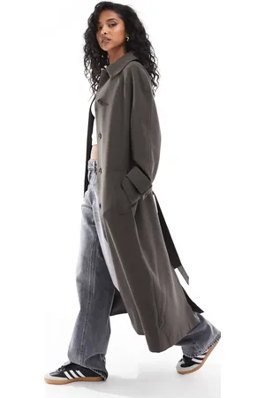 ASOS Grå og skræddersyet trenchcoat i longline med krave