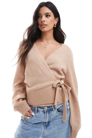 & OTHER STORIES Cardigan i garn af mohairuldsblanding med slå-om-design og pufærmer-Neutral