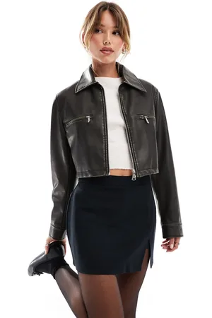 ASOS Harrington-jakke i forvasket læderlook