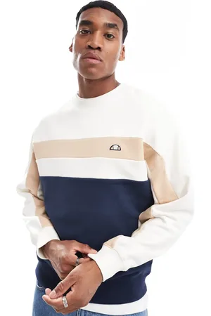 Ellesse Andora - Sweatshirt med stribe på brystet i offwhite og marineblå-Hvid