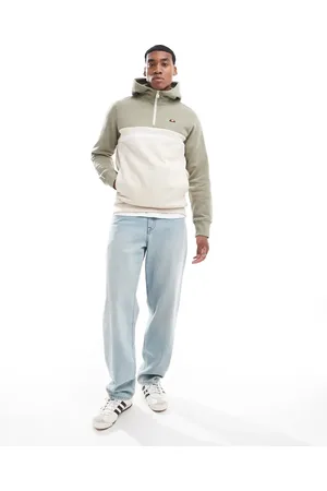 Ellesse Antogoni - Hættetrøje med farveblok i kakigrøn og beige