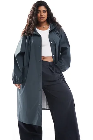 ASOS ASOS DESIGN Curve - Midnatsblå og gummieret regnjakke