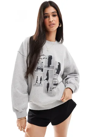 4th & Reckless Grå sweatshirt med print af catwalk-polaroider