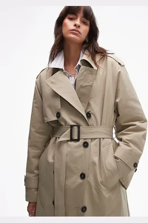 Topshop 2-i-1-trenchcoat med imiteret lammeskind-Neutral