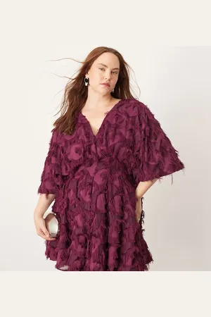 ASOS Curve - Blommefarvet minikjole med tekstur og indsyning samt plissering i taljen-Multifarvet