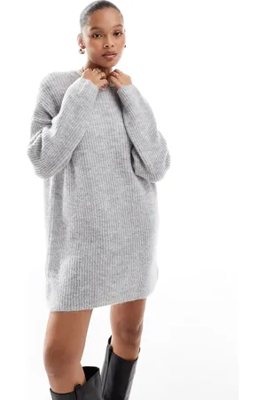 Pull&Bear Lysegrå mini-sweaterkjole i strik