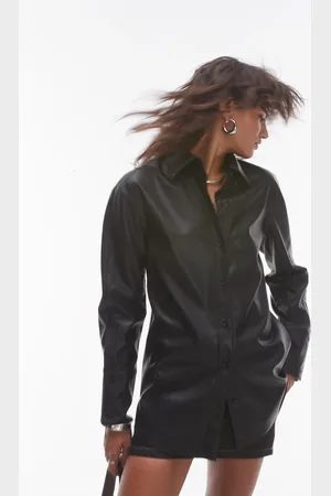 Topshop Oversized skjorte i imiteret læder