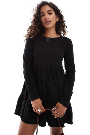 Miss Selfridge Langærmet smock-minikjole i vasket