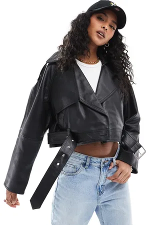 ASOS Og cropped trenchcoat i oversized stil i læder