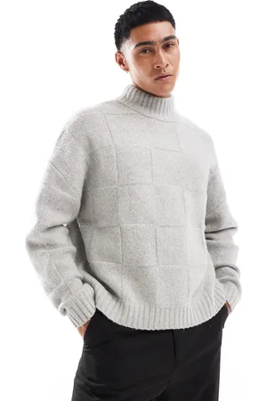 ASOS Oversized og grå striktrøje med firkantet pasform og høj hals
