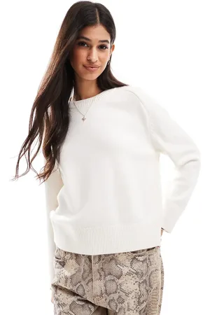 Abercrombie & Fitch Cremehvid trøje med rund hals
