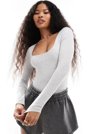 Miss Selfridge Bodystocking med lange ærmer og firkantet hals