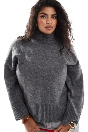 ASOS ASOS DESIGN Curve - trøje med høj hals og opsmøgne ærmekanter i strik