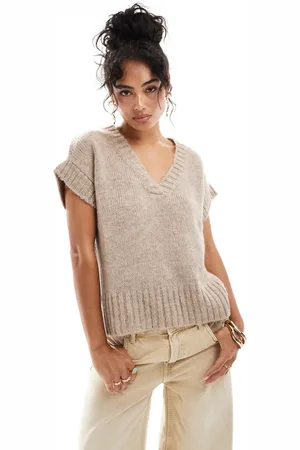 Miss Selfridge Strikket top i havrefarve-Neutral